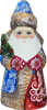 Shop Authentic Christmas Santas ON SALE! | FRONT features hand-painted artwork on blue & red coat and Christmas Tree | Handcarved Wooden Santa in Blue & Red Coat with Christmas Tree, 5" RSLI-12 | Lindenhaus Imports in Helen, Ga