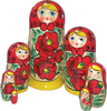 Handcrafted Matryoshka Dolls ON SALE! | Traditional Red and Yellow Matryoshka Stacking Nesting Doll 7-piece stackable wooden dolls with hand-painted flowers | Traditional Matryoshka, 9" LIND-46 | Lindenhaus Imports in Helen, Ga