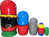 Handcrafted Matryoshka Dolls ON SALE! | 'Little Red Riding Hood' Matryoshka Nesting Doll, 7" LIND-47 | BACK:  5-piece stackable wooden dolls featuring hand-painted (1) Little Red Riding Hood, (2) Grandmother, (3) the Wolf, (4) the Hunter, and (5) picnic basket | Lindenhaus Imports in Helen, Ga