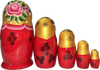 Handcrafted Matryoshka Dolls ON SALE! | BACK: 5-piece stackable wooden doll set featuring hand-painted pink and blue flowers with gold shawl | 'Semenovskaya' Matryoshka Nesting Doll, 7" LIND-48 | Lindenhaus Imports in Helen, Ga