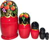 Handcrafted Matryoshka Stackable Nesting Dolls ON SALE! | BACK: 5 black, stackable wooden dolls with hand-painted red berries | Black and Red Matryoshka with Hand-Painted Berries, 6" LIND-55 | Lindenhaus Imports in Helen, Ga