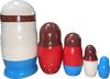 Handcrafted Matryoshka Stackable Nesting Dolls ON SALE! | BACK:  5-piece stackable wooden dolls featuring hand-painted (1) doctor holding bunny, (2) woman holding a cat, (3) boy holding a turtle, (4) a brown and white dog, and (5) a red and white doctor's bag | 'Doctor Ouch' Matryoshka, 6" LIND-56 | Lindenhaus Imports in Helen, Ga