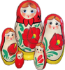 Handcrafted Matryoshka Stackable Nesting Dolls ON SALE! | FRONT: 5 mini classic, stackable wooden dolls with bright blue eyes, blonde hair, and hand-painted tulips blooming of each doll | Mini Matryoshka with Blooming Tulips, 4.5" LIND-66 | Lindenhaus Imports in Helen, Ga