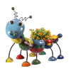 Exclusively Online ONLY || If you love fun planters that are handcrafted and recycled, then you will fall in love with our Camilla the Caterpillar garden planter. She holds up to three plants or flower pots and also makes a wonderfully unique gift. || Camilla the Caterpillar Garden Planter Sculpture E40/TS/489 || Lindenhaus Imports in Helen, Ga