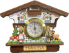 Elegant Clock Magnets ON SALE! || Features classic white chalet with decorative flowers, Bavarian boy and girl, deer, mushrooms, 3D balcony, gold trim around face of clock, and "Helen, Ga" printed on bottom. Batteries included. || 3D White Chalet Clock Magnet with Real Functioning Clock, 4" M886H || Lindenhaus Imports in Helen, Ga