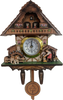 Elegant Clock Magnets ON SALE! || Features 3D balcony with tiny dancers, cuckoo bird picture, Bavarian man chopping wood on right side, St. Bernard dog and water wheel on left side, and gold trim around face of clock. Battery included. || 3D Woodchopper Cuckoo Clock Magnet with Real Functioning Clock, 7" M884 || Lindenhaus Imports in Helen, Ga