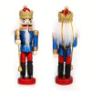 Nutcracker Ornaments ON SALE! | Features traditional King attire with eye-catching glitter accents, large gold scepter, lever on back to open and close mouth, gold string attached to top for hanging, and solid base for standing. || King Nutcracker Ornament with Large Sceptor, 5" G/NTCRKR-2 || Lindenhaus Imports in Helen, Ga