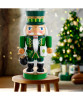 Kurt S. Adler Iconic Nutcrackers ON SALE || Features a green and gold outfit with a matching top hat. In one hand he is holding white mug decorated with a green shamrock and in the other hand he is holding a pot o' gold. || Wooden Irish Nutcracker J8685 || Lindenhaus Imports