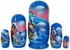 LEFT: includes story book and 5 nesting dolls with hand painted scenes from "Emelya and the Magic Pike" || 5-Piece 'Emelya and the Magic Pike' Matryoshka with Story Book, 6" Nesting Doll 157055 / GC-15