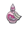 Pink 'Emotions' Potion Bottle enamel pin with floating skulls HP-31