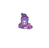 Purple Frog Witch perched on a stack of 'SPELLS' books holding a skull HP-33