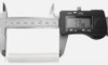 A tool measuring a white German pyramid candle stick with a digital reading of 73.80mm (2.91 inches) tall. 050/500/1W