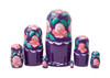 Rear side view of the 7pc. Purple Plum Floral Matryoshka Nesting Doll Set, 6" 110072