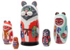 Right side view of the 5-piece 3D Christmas Cats Matryoshka Nesting Doll Set 133058