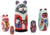 Left side view of the 5-piece 3D Christmas Cats Matryoshka Nesting Doll Set 133058