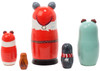 Rear side view of the 5-piece 3D Christmas Cats Matryoshka Nesting Doll Set 133058