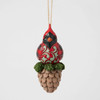 Plaid Christmas Cardinal on Pinecone Ornament 6017030
