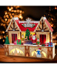 Decorative view of Kurt S. Adler™ LED Light-Up Wooden Santa's Workshop Centerpiece JEL1036