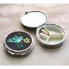 Top and opened view of Blue Bird Trinket/Vitamin Box with Compact Mirror 6011