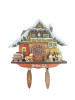 Winter Biergarten & Horse-Drawn Buggy Helen, Ga 3D Wooden Cuckoo Clock Magnet H3501MM