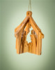 Hand-Crafted Olivewood Ornaments from Israel! | 3D Stable with Nativity, 3" | Lindenhaus Imports in Helen, Ga