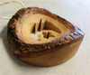 Hand-Carved Olivewood from Bethlehem ON SALE | Thick-Cut Bark Ornament with Holy Family, 2.5" | Lindenhaus Imports in Helen, Ga