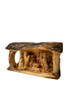 Hand-Carved Olivewood from Israel ON SALE | 1-Piece Log Grotto with Carved Silhouette Nativity Figures, 4" | Lindenhaus Imports in Helen, Ga