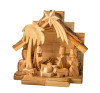 Hand-Carved Olivewood from Bethlehem ON SALE | 1-Piece Grotto Nativity with Carved Figures Table Piece, 5" | Lindenhaus Imports in Helen, Ga