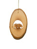 Hand-Carved Olivewood from the Holy Land ON SALE | Bark Slice with Grizzly Bear Ornament | Lindenhaus Imports in Helen, GA