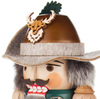 Authentic German Nutcrackers ON SALE! | Features real rabbit fur, hand-painted natural brown eyes, fine blend of natural woods, wooden rifle, detailed stag logo on hat, lever on back to open and close mouth. || The Jäger (Hunter), 16" 024/N/066/D || Handmade in the Erzgebirge region of Seiffen, Germany || Lindenhaus Imports in Helen, Ga