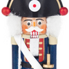 Authentic German Nutcrackers ON SALE! | Features rabbit fur, hand-painted traditional Franzose (German for Frenchman) soldier attire including blue and red coat, white pants, black boots and sword with gold accents, and a wooden lever on back that opens and closes mouth. | The Mini Franzose Soldier (Frenchman), 6" 071/N/132/D | Handmade in the Erzgebirge region of Seiffen, Germany | Lindenhaus Imports in Helen, Ga