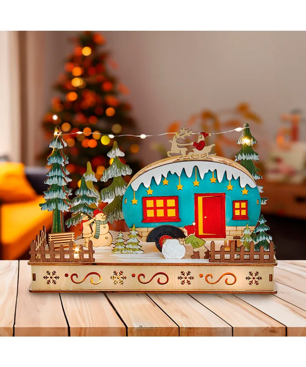 LED Light-Up Wooden Christmas Camper JEL0984 Kurt S. Adler™ Christmas Home Décor Collection