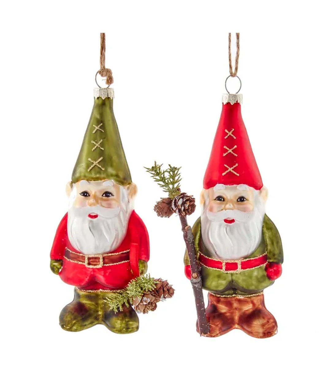 Kurt Adler Glass Santa Gnome Christmas Ornaments T2804