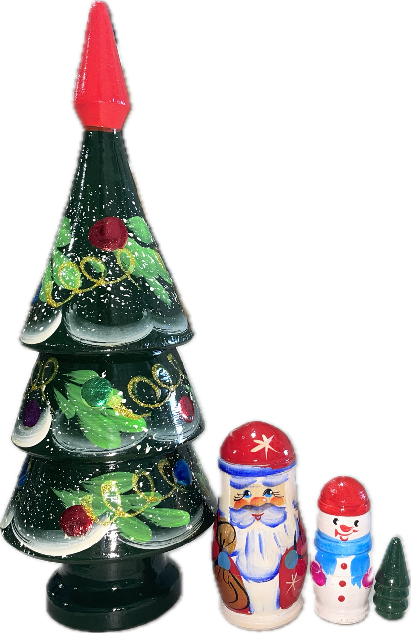 4pc. Christmas Tree Matryoshka Nesting Doll Set NE23 Lindenhaus Imports