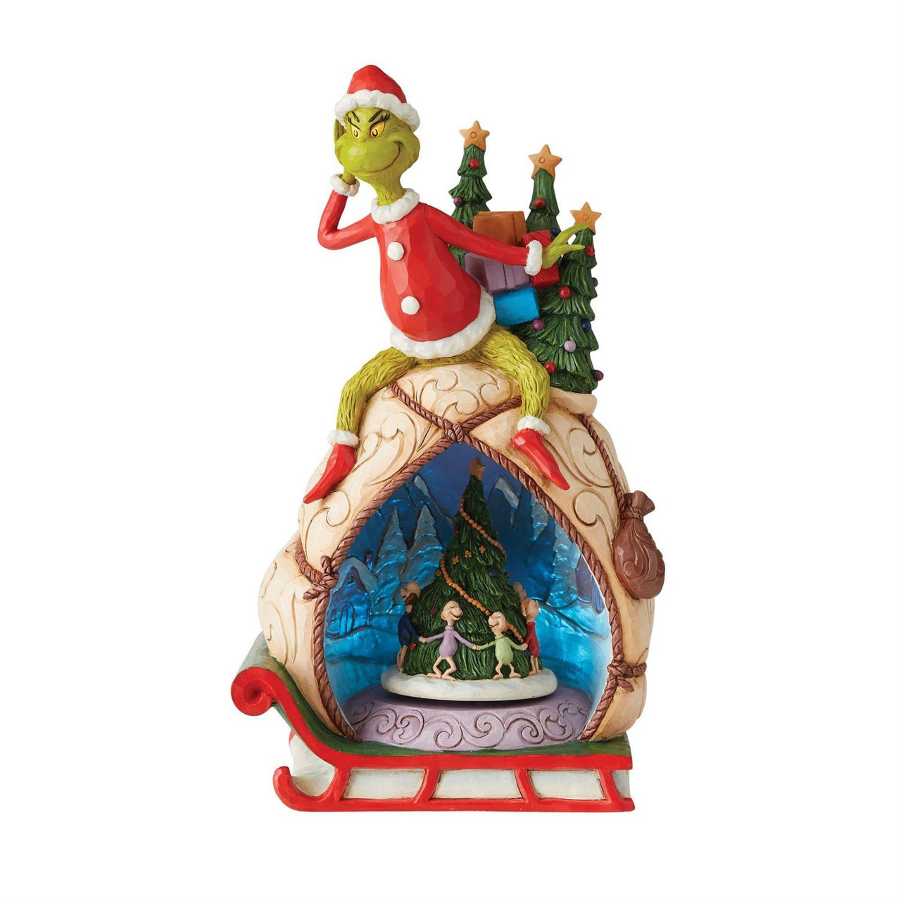 ぽ*☆様 新品　グリンチ クリスマスツリー ジムショア　Jim Shore 約2 Jim Shore™ Rotating LED Light-Up Grinch™ and The Whos Tablepiece