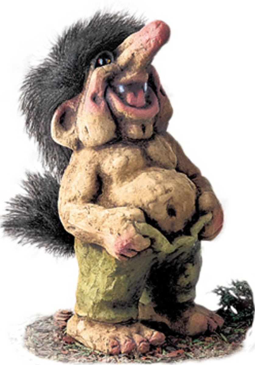 Happy Troll holding Pants #124 | Lindenhaus Imports