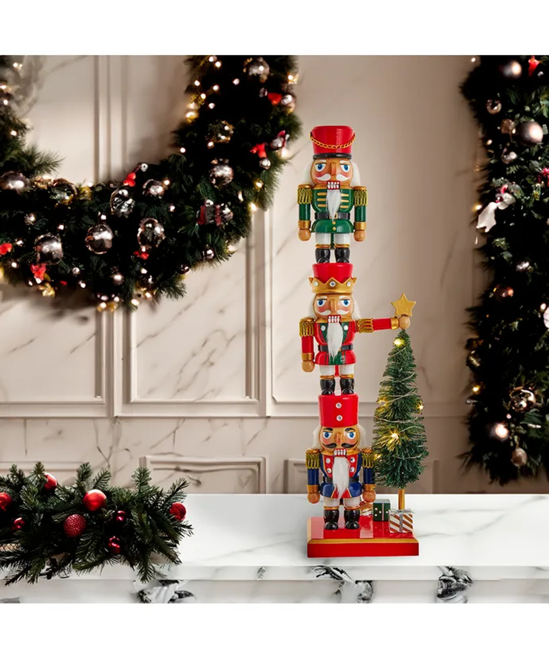 LED Light-Up 3 Tier Nutcracker with Christmas Tree by Kurt S. Adler C5961
