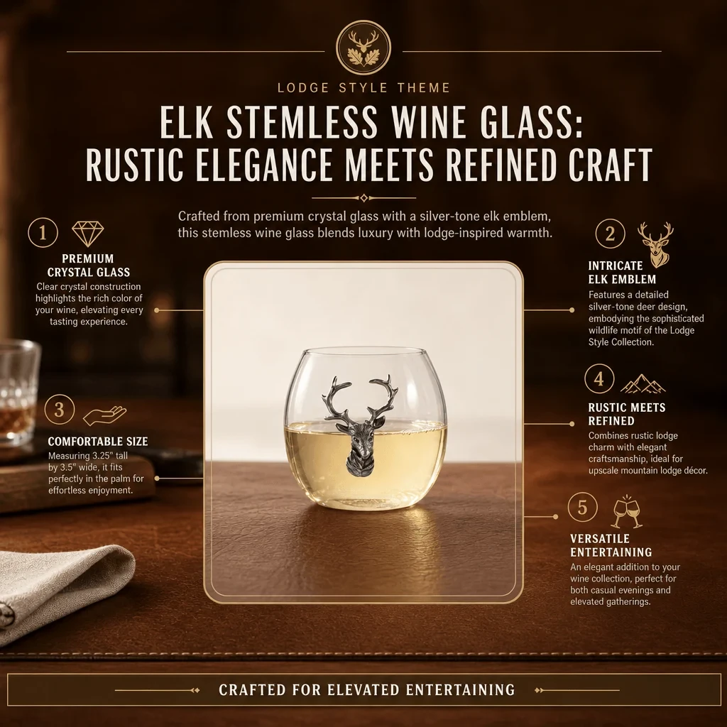 Perfect for countryside evenings, the high-quality Elk Design Stemless Glass adds a refined touch to your wine experience.