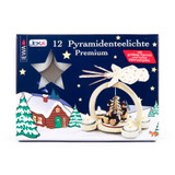 12 standard size, white tealight candles for Christmas pyramids. Made in German. 050/3818