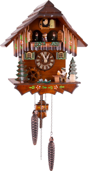 Schneider Bierdrinker Musical Quartz Chalet with Hand Painted Flowers German Cuckoo Clock, Q5403/10 Schneider Bierdrinker Musical Quartz Chalet with Hand Painted Flowers German Cuckoo Clock, Q5403/10
