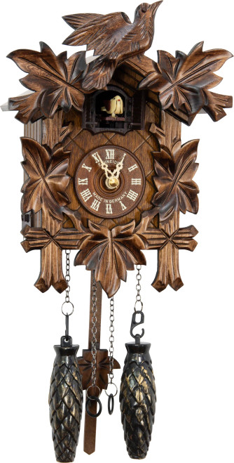 Front view of the Traditional 1 Bird/5 Leaf Musical German Quartz Cuckoo Clock Front view of the Traditional 1 Bird/5 Leaf Musical German Quartz Cuckoo Clock