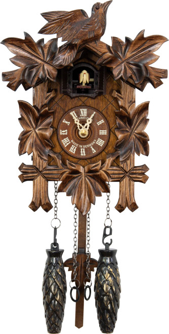 Front view of the Traditional 1 Bird/5 Leaf Musical German Quartz Cuckoo Clock Front view of the Traditional 1 Bird/5 Leaf Musical German Quartz Cuckoo Clock