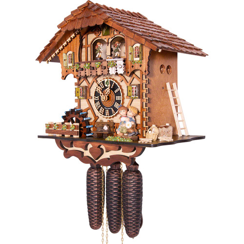 Side view of 'The First Kiss' 8-Day Musical Chalet German Cuckoo Clock 86205T Side view of 'The First Kiss' 8-Day Musical Chalet German Cuckoo Clock 86205T