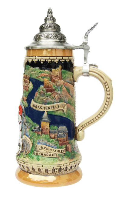 Side view of the LIMITED-EDITION Rhein River German Beer Stein Side view of the LIMITED-EDITION Rhein River German Beer Stein