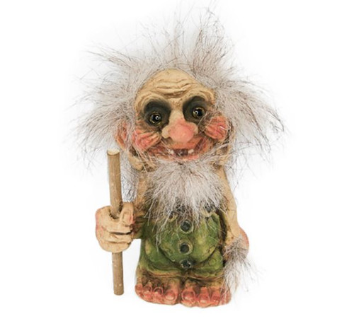 Authentic Trolls from Norway ON SALE! | Norwegian Old Troll with Stick, 4.3" | Lindenhaus Imports in Helen, Ga