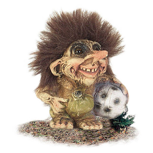 Authentic NyForm Norwegian Trolls ON SALE! || Troll Boy with Soccer Ball, 3" #014 || Lindenhaus Imports in Helen, Ga