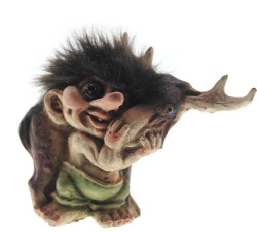 Authentic NyForm Norwegian Trolls ON SALE! || Troll Hugging Moose, 4" #043 || Lindenhaus Imports in Helen, Ga