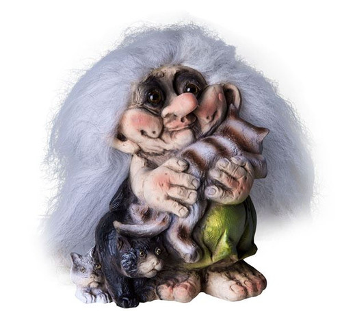 Authentic NyForm Norwegian Trolls ON SALE! | Troll Lady with Three Cats, 5.7" #088 | Lindenhaus Imports in Helen, Ga