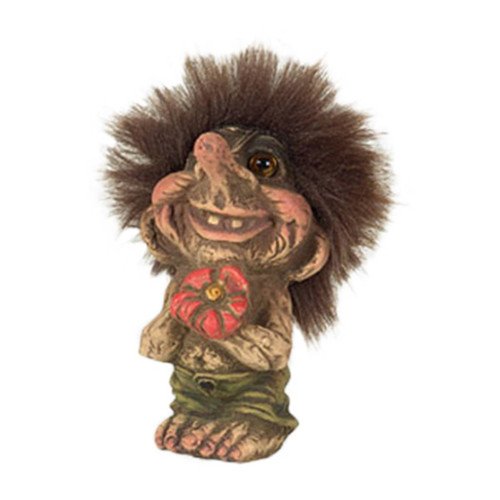 Authentic Trolls from Norway ON SALE! | Norwegian Troll Boy with Flower, 4" 187 | Lindenhaus Imports in Helen, Ga