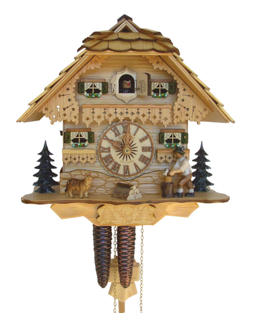 Schneider Woodchopper 1-Day Natural-Wood Finish Chalet German Cuckoo Clock 75/0